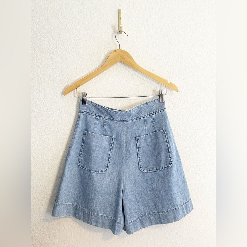 A.P.C Dayana 100% Cotton High Waisted Denim Short Washed Indigo Women's 36/4 NWT - Picture 8 of 13